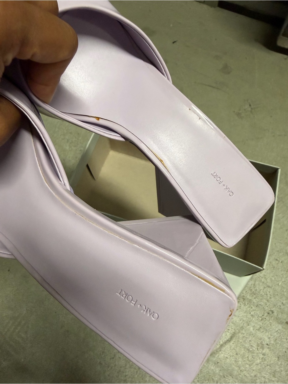 OAK + FORT Lilac Patent Block Heel Mules - Picture 4 of 4